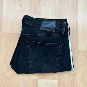 Hollister Black Slim Jeans with Leather Patch and Contrasting Stitching